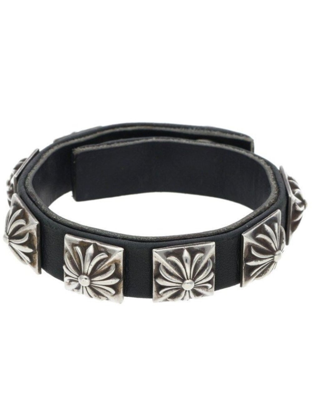 Chrome Hearts Spaced Zero Hrssh Rvt Space Pyramid Leather Bracelet